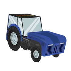 Tractor Shaped Standard Gift Box | Multiple Colours | Plain or Personalized-Blue